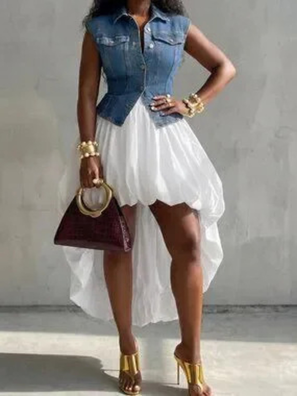 ZARA White Casual Women's Elegant High-Low Hem Skirt